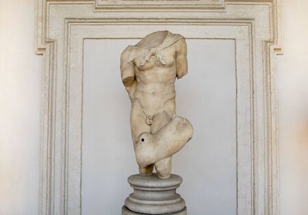 Ancient sculpture of a Satyr used in fountains  in the baths of Diocletian (Thermae Diocletiani) in Rome. Italyのeditorial素材