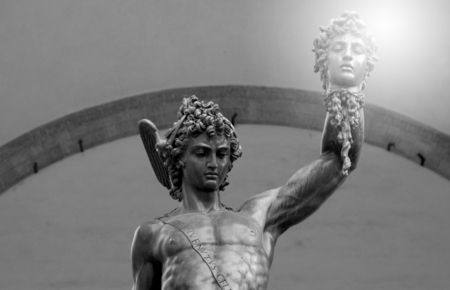 Bronze sculpture, Perseo with Medusa, Florence, Italyのeditorial素材