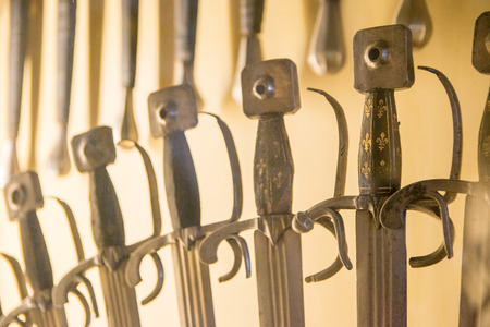 Swors and weapons at Palazzo Ducale Museum (Doge's Palace) in Venice, Italyのeditorial素材