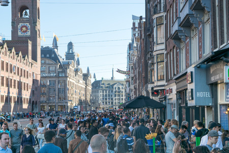 AMSTERDAM, NETHERLANDS - JUNE 03, 2017:  General view of The central station of Amsterdamのeditorial素材
