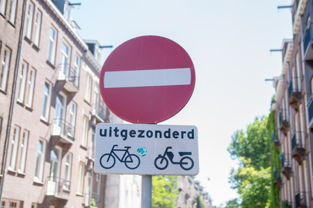 Amsterdam bike sign displayed outdoorsの写真素材
