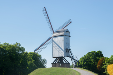Wooden windmill in Bruges, Belgium