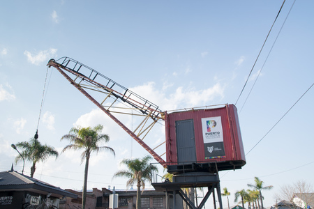 BUENOS AIRES, ARGENTINA - AUGUST 07, 2017:  Entrance of Puerto de Frutos in Tigre City, Buenos Aires, Argentinaの写真素材