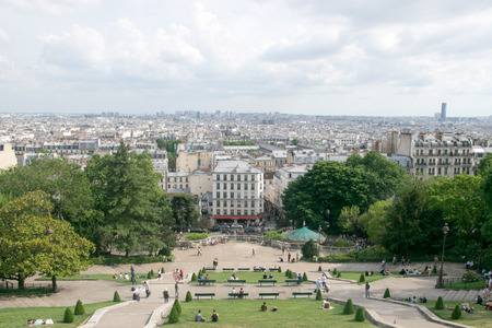 PARIS, FRANCE - JUNE 07, 2017:  Paris aerial panoramic view from Montparnasse tower over Champs de Mars and Eiffel towerのeditorial素材