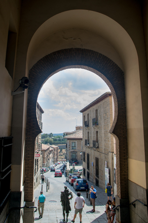 TOLEDO, SPAIN - JUNE 18, 2017:  Gate in the walls of the city fortifications. Toledo, Spainのeditorial素材