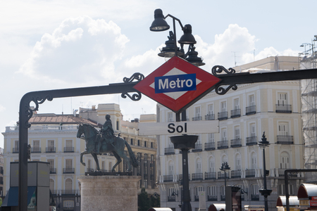 Puerta del Sol Metro sign in Madrid, Spainのeditorial素材