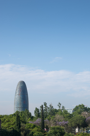 agbar tower, a modern building in Barcelonaのeditorial素材