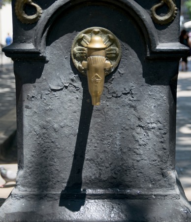 Old street drinking fountain in Barcelona, Spainのeditorial素材