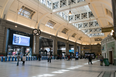 BUENOS AIRES, ARGENTINA - NOVEMBER 29, 2017:  General view of Retiro train station in Buenos Aires, City. Retiro station conects Buenos Aires capital with north area of the cityのeditorial素材