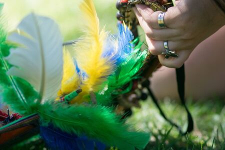 Traditional peruvian tribal crownの写真素材