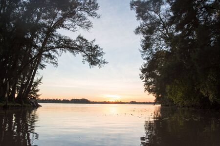 Parana River at Dusk in Buenos Aires, Argentinaの写真素材