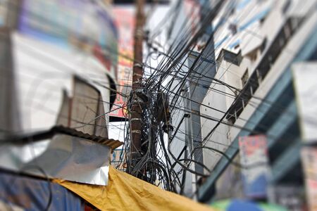 Chaotic  power electrical trunking cables connectionsの写真素材