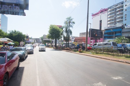Ciudad Del Este, Paraguay - November 24, 2019: Cityscape of The Paraguayan border town of Ciudad del...
