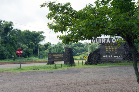 Puerto Iguazu, Argentina - November 24, 2019: Guira Oga Natural Reserve at Puerto Iguazu Town in Misiones, Argentinaのeditorial素材