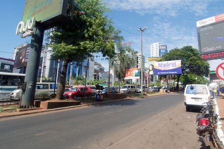 Ciudad Del Este, Paraguay - November 24, 2019: Cityscape of The Paraguayan border town of Ciudad del...