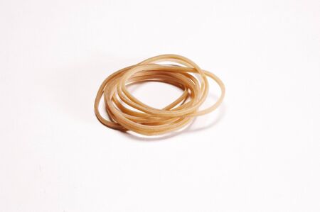 Elastic Bands on white backgroundの写真素材
