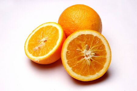 Oranges, Close Up on white backgroundの写真素材