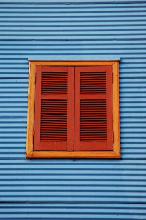 Close View of Window, Caminito, La Boca, Buenos Aires, Argentinaの写真素材