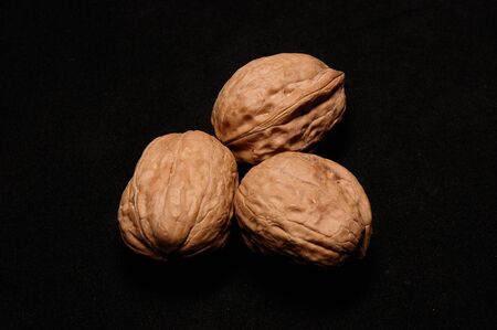 Walnuts, Close Up against black background
