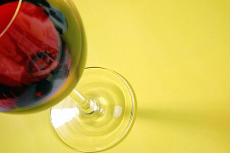 Top view of a Wine glass containing Red Wineの写真素材