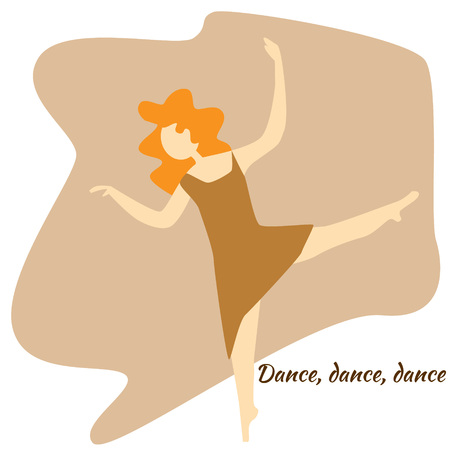 Dancing girl. Flat colored vector illustrationのイラスト素材