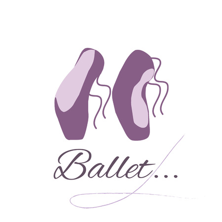 Pointe shoes for ballet. Flat colored vector illustrationのイラスト素材