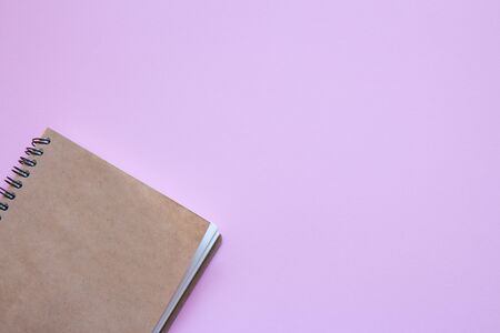 Set of stationery items on pink background. Flat lay