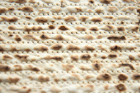 Traditional Jewish kosher matzo for Passover. Set with Passover matzos on white background. Pesach...