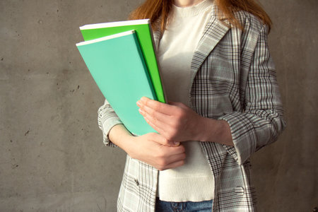 Business woman with documents at her workplace with copy space. business concept