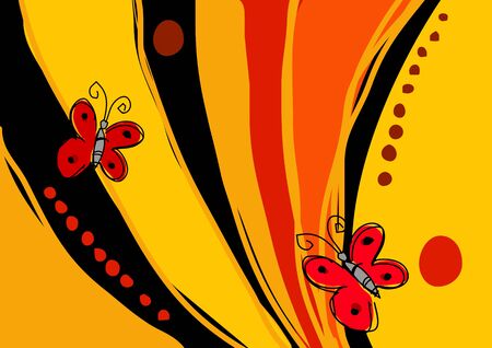 Naive art illustration of two butterfliesのイラスト素材