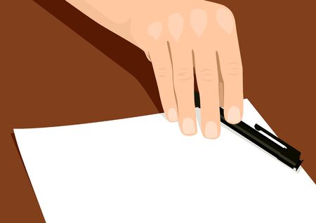 Stock illustration of a person handing over a pen and paperのイラスト素材
