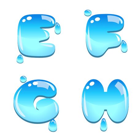 A set of water bead font type, letter E to Hのイラスト素材