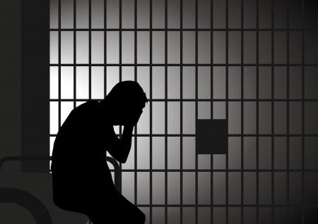 Vector illustration of a man in jailのイラスト素材