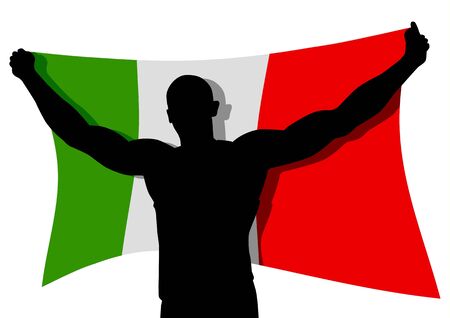 a man figure carrying the flag of Italyのイラスト素材
