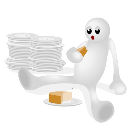 Iconic white figure sit with the glutのイラスト素材