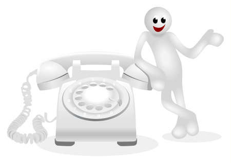 Iconic white figure with telephoneのイラスト素材