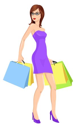 A woman with shopping bagsのイラスト素材