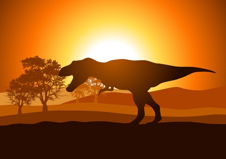 Silhouette illustration of Tyrannosaurus のイラスト素材