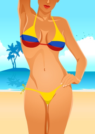 Colombia flag bikini のイラスト素材