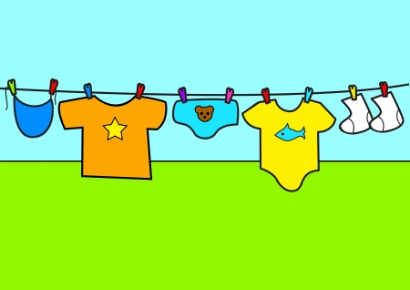 Cartoon illustration of baby clothes のイラスト素材
