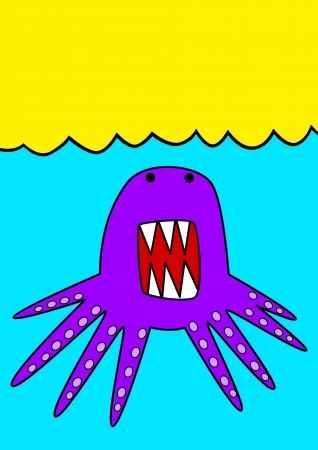Cartoon illustration of an octopus のイラスト素材