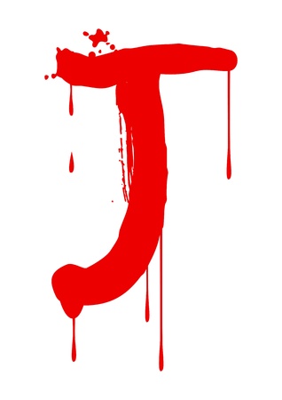 Wet paint font type, letter Jのイラスト素材