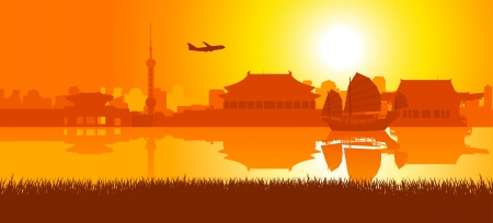 Famous buildings and monuments in East Asiaのイラスト素材