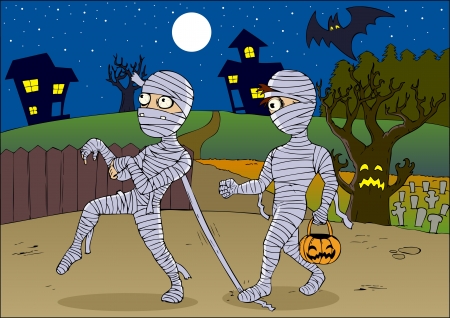 Cartoon illustration of mummiesのイラスト素材