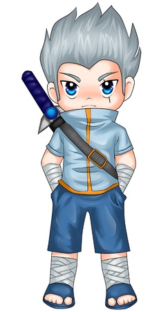 Chibi style illustration of a superheroの写真素材