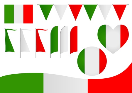 A set of decorative Italian flagのイラスト素材