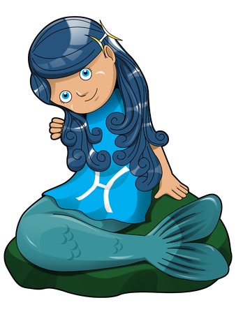 Cartoon style illustration of zodiac symbol, Piscesの写真素材