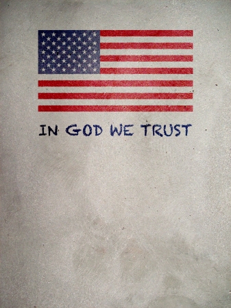 American flag painted on the wallの写真素材