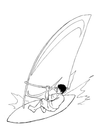 Sketch illustration of a wind surferのイラスト素材