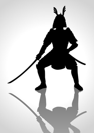Silhouette illustration of a samurai generalのイラスト素材